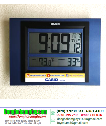 Casio ID-16S-2DF; Đồng hồ Treo tường Casio ID-16S-2DF hiển thị Giờ, Phút, Giây, Ngày, Tháng /đo và báo Nhiệt độ-Độ ẩm